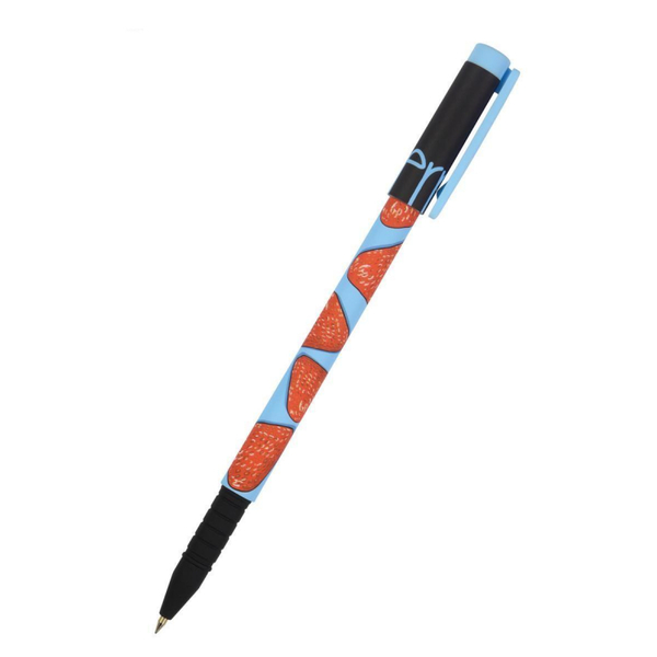 Ручка шариковая 0,5 мм "FunWrite. Ягоды. Графика. Клубника" СИНЯЯ