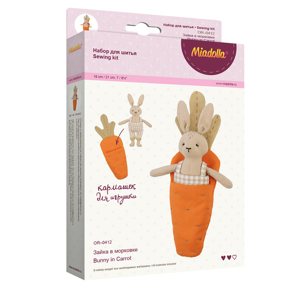 Набор для шитья "Miadolla" Зайка в морковке .21 см,14+