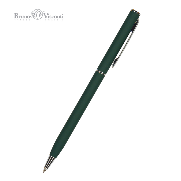 Ручка "PALERMO" в метал. футляре 0,7 ММ, СИНЯЯ  (зеленый корпус, футляр черный)