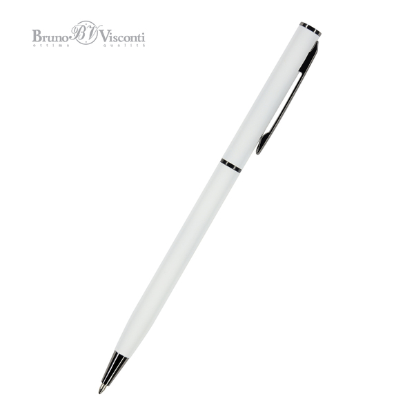 Ручка "PALERMO" в метал. футляре 0,7 ММ, СИНЯЯ  (белый корпус, футляр черный)