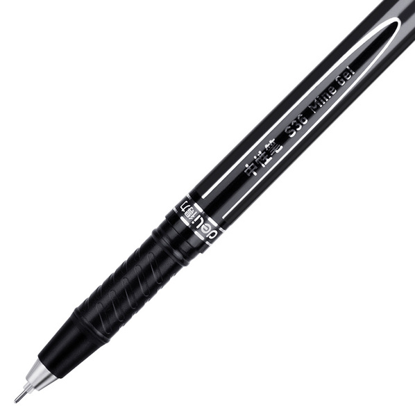 Ручка гелевая 0,5 мм Deli, ЧЕРНАЯ, черный корпус (линия 0,35мм)