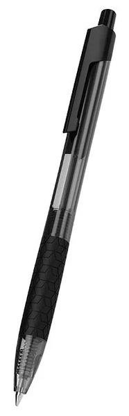 Ручка шариковая автомат 0,7 мм Deli Arrow Черная, корп.прозрачный/черный резин. манжета