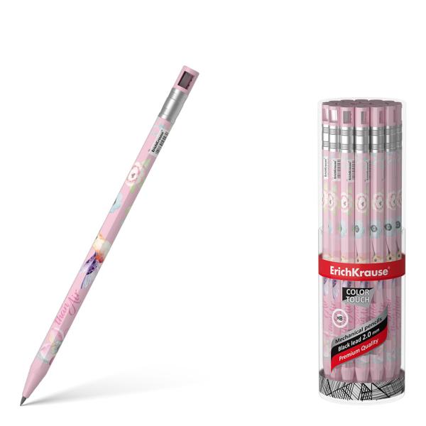 Карандаш автомат. 2,0 мм ErichKrause ColorTouch® Colibri с точилкой, НВ (в тубусе по 24 шт.)
