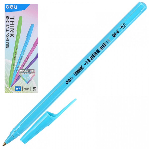 Ручка шариковая 0,7 мм Deli Think  чернила син.