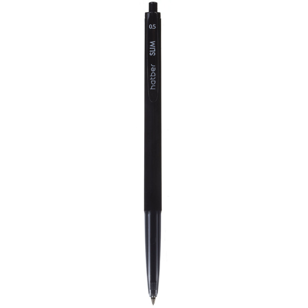 Ручка шариковая автомат. 0,7 мм Hatber Slim Черная чернила на масл.основе soft ink 