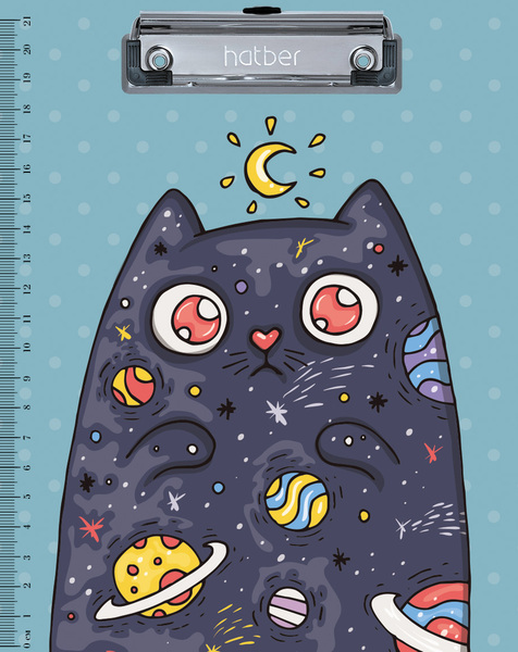 Планшет с зажимом Hatber А5 "Космический котик"