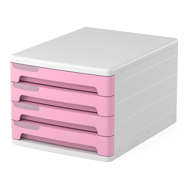 Файл-кабинет 4-секционный пластиковый ErichKrause® Pastel, белый с розовыми ящиками