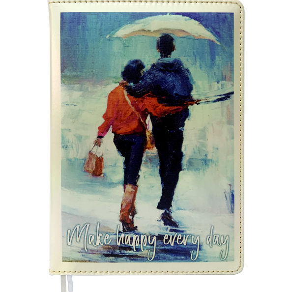 Ежедневник недат А5 160 л. "deVENTE. Couple with umbrella" перламутровый, тв.обложка из искусственно