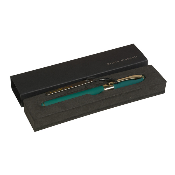 Ручка "MONACO" в подарочном футляре, 0.5 ММ, СИНЯЯ (корпус зеленый, футляр черный)