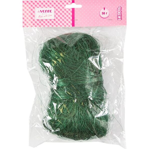 Волокно сизалевое натуральное "deVENTE" 50 г, темно-зеленое, в пластиковом пакете с блистерным подве