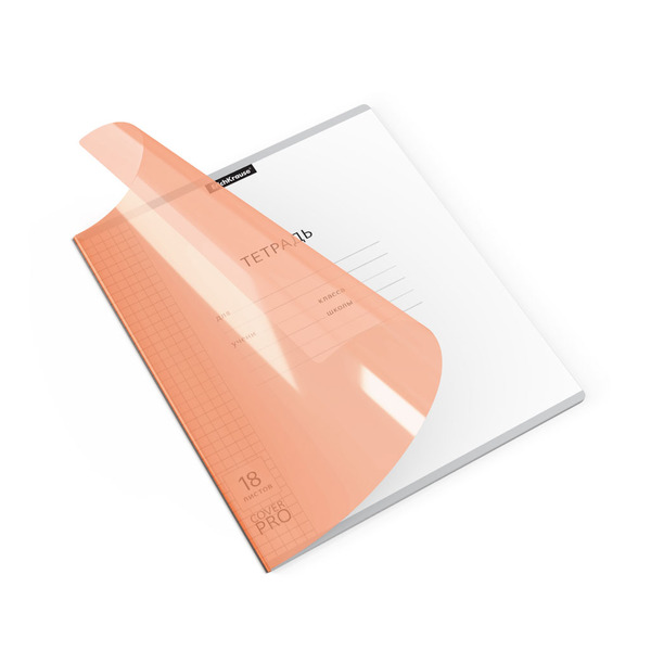 Тетрадь с пластиковой обложкой на скобе ErichKrause® Классика CoverPrо Neon, оранжевый, А5+ 18 л. кл