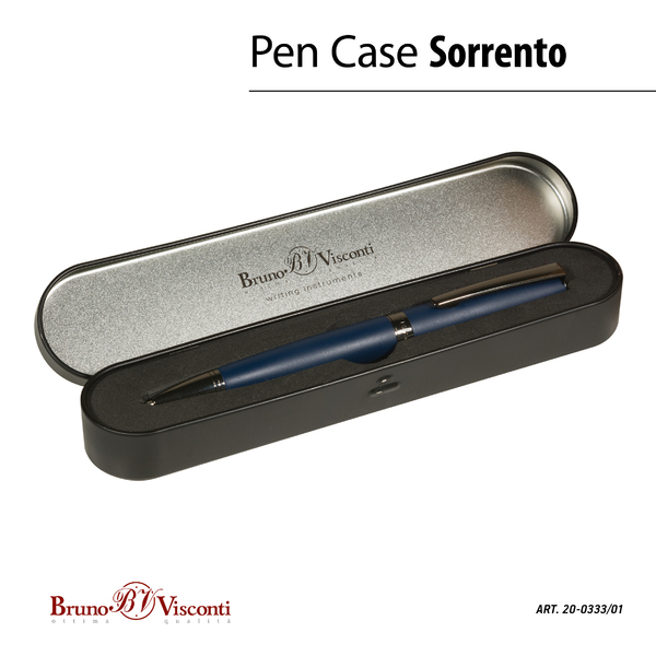 Ручка "SORRENTO" в футляре шарик. автомат.1.0 ММ, СИНЯЯ (корпус синий,метал футляр черный)