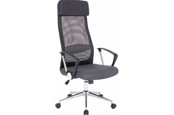 Кресло офисное BRABIX "Flight R EX-541", хром, ткань TW, сетка, черное/серое до 120 кг