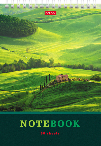 Блокнот А5 80 л. кл. на гребне "Зелёные долины",обл. мел.картон УФ-лак жесткая подложка,
