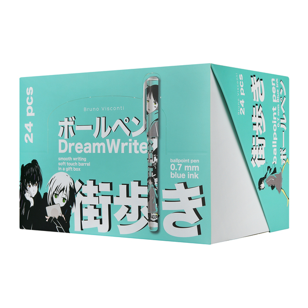 Ручка шариковая 0,7 мм "DreamWrite. Manga Anime. City" в тубусе Синие чернила, 3 вида   