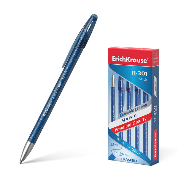 Ручка гелевая 0,5 мм стираемая ErichKrause® СИНЯЯ, R-301 Magic Gel (кор.12шт)