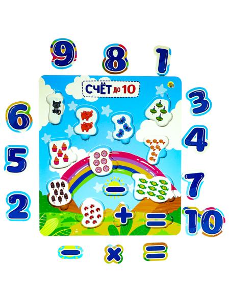 Игры настольная "Цифры и счет до 10" Рамка-вкладыш 24х21,5х0,5 см