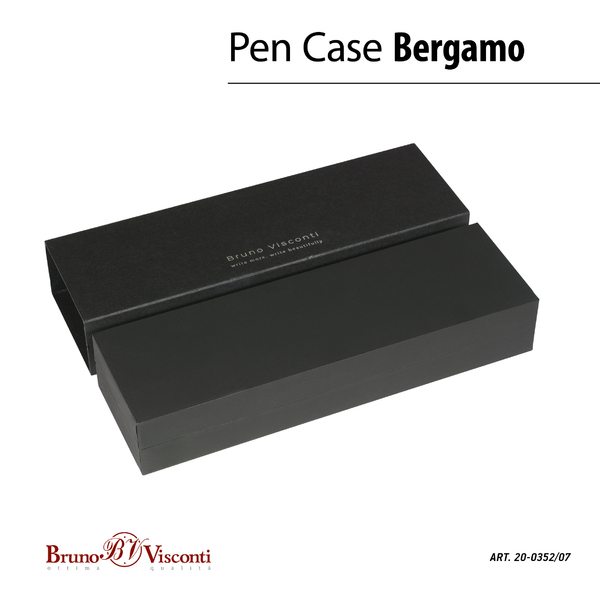 Ручка "BERGAMO" В SOFT TOUCH футляре 0,7 ММ, СИНЯЯ (корпус розовое золото, футляр черный)