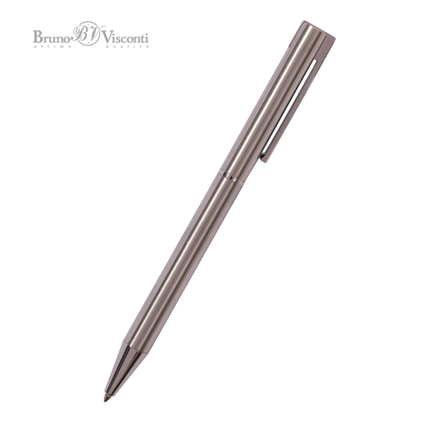 Ручка "BERGAMO" В SOFT TOUCH футляре 0,7 ММ, СИНЯЯ (корпус сталь, футляр черный)