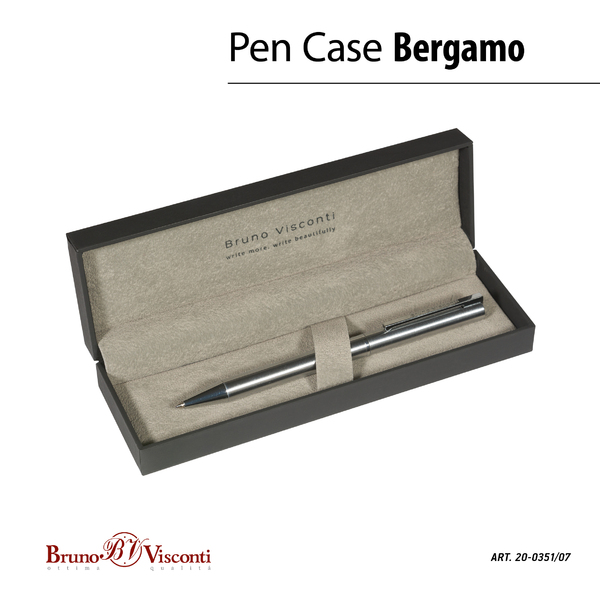 Ручка "BERGAMO" В SOFT TOUCH футляре 0,7 ММ, СИНЯЯ (корпус сталь, футляр черный)
