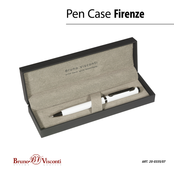 Ручка "FIRENZE" В SOFT TOUCH футляре 1.0 ММ, СИНЯЯ (корпус белый, футляр черный)