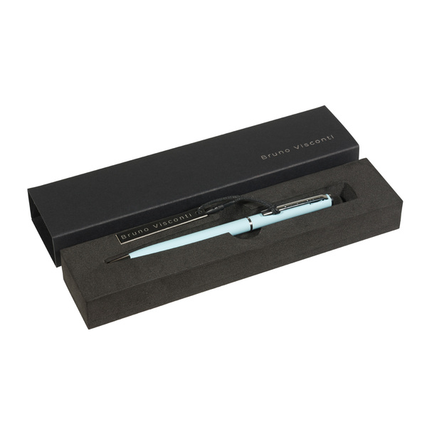 Ручка "PALERMO" в подарочном футляре, 0.7 ММ, СИНЯЯ (корпус нежно-голубой, футляр черный)