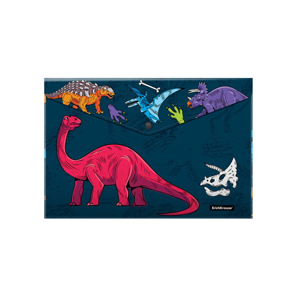 Папка-конверт на кн. А4 ErichKrause® Dino Planet, пластиковая 