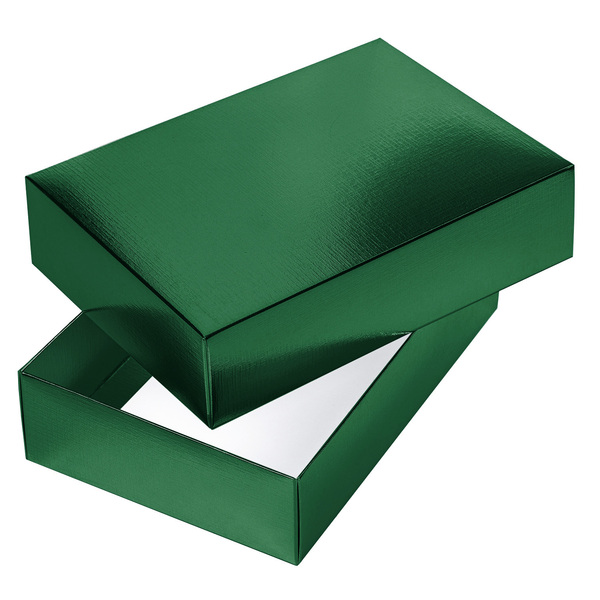 Коробка подарочная ПРЯМОУГОЛЬНИК складная "METALLIC Зеленая" 250х180х65, тиснени. в пакете с европод