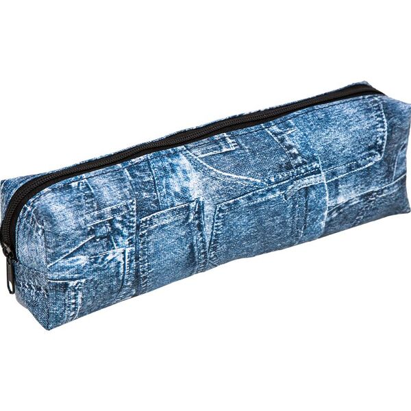 Пенал "Attomex. Jeans" 20x7x3,5 см, прямоугольный для 50 предметов, на молнии, искусственная кожа с 