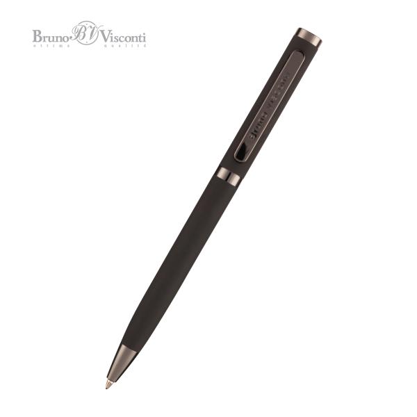 Ручка "FIRENZE" В SOFT TOUCH футляре 1.0 ММ, СИНЯЯ (корпус серый, футляр черный)