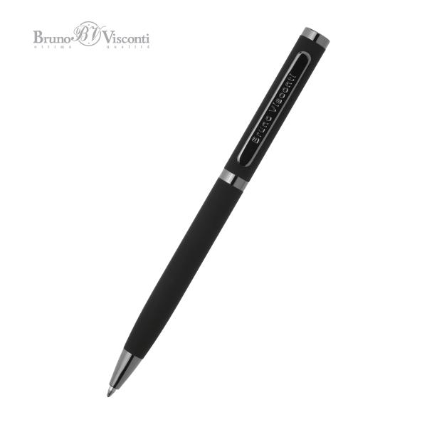 Ручка "FIRENZE" В SOFT TOUCH футляре 1.0 ММ, СИНЯЯ (корпус черный, футляр черный)