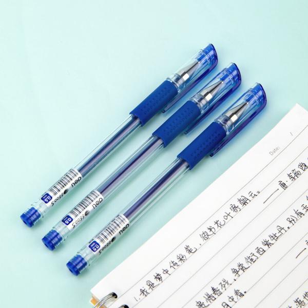 Ручка гелевая 0,5 мм Deli Daily корп.прозрачный, чернила син. резин. манжета 