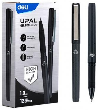 Ручка гелевая 1,0 мм "Deli Upal" корп.черн.,чернила черн.