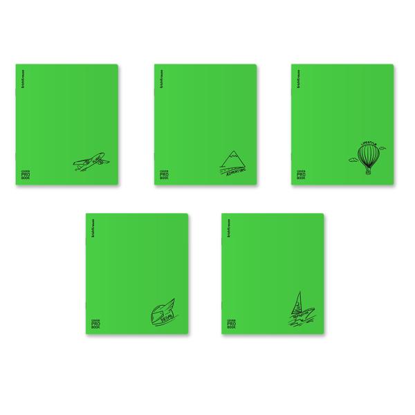 Тетрадь А5+ 48 л. кл. пластик. обл. ErichKrause CoverProBook Motion, зеленый, на скобе MIX-