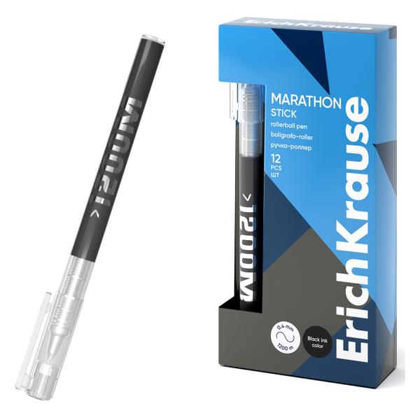 Ручка-роллер 0,5 мм ErichKrause Marathon Stick, ЧЕРНАЯ (кор.12 шт) 