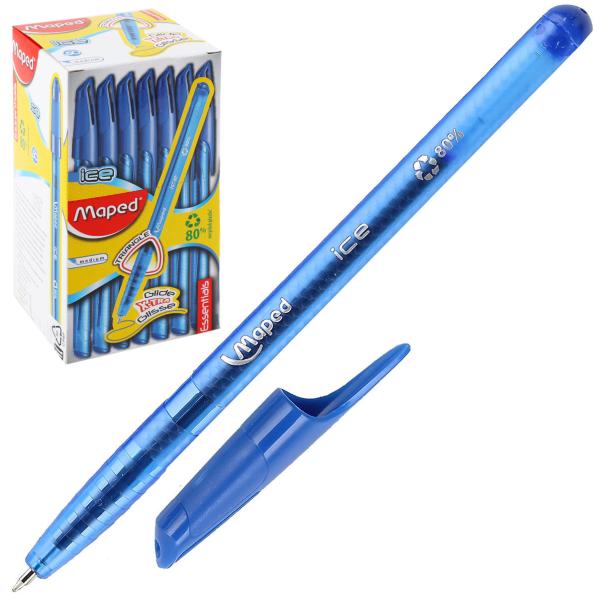 Ручка шариковая 0,6 мм GREEN ICЕ, низкотекуч. чернила, , треугол. корпус, синяя, арт.