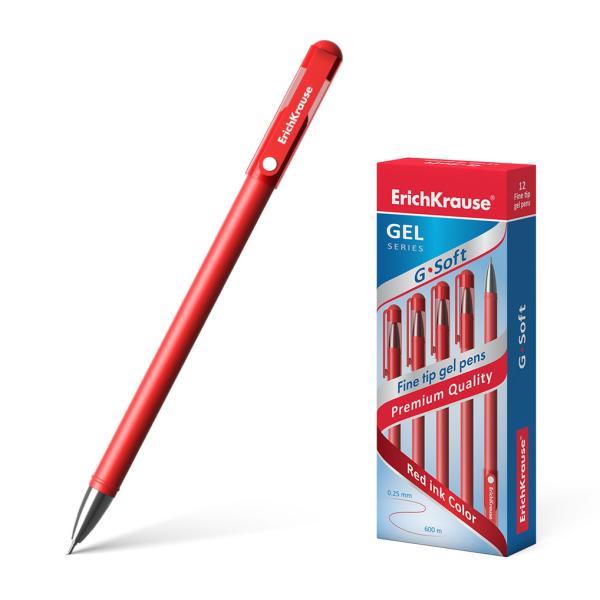 Ручка гелевая 0,38 мм G-Soft, с мягким покрытием корпусацвет красный