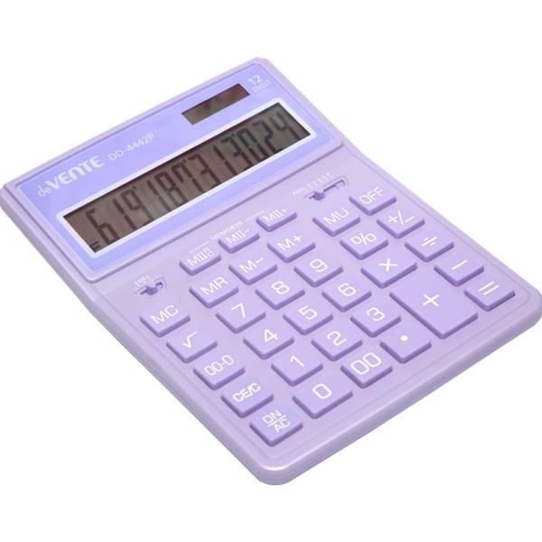 Калькулятор 12 разр., "deVENTE" DD-4442P, 155x204x33 мм, 2-е питание, 2 память, пастельный сиреневый
