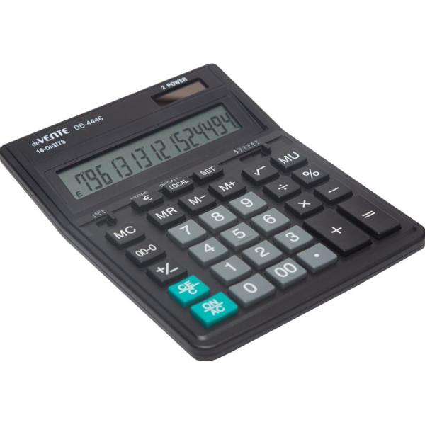 Калькулятор 16 разр., "deVENTE" DD-4446, 153x199x31 мм, 2-е питание, черный, автоматическое вычислен