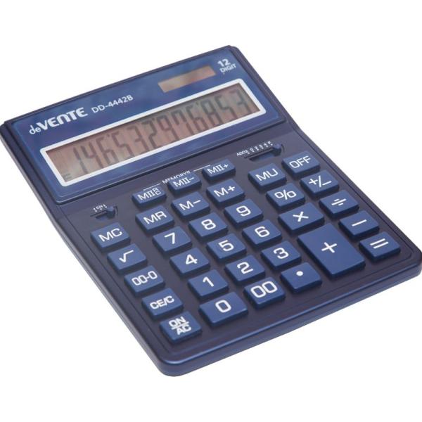 Калькулятор 12 разр., "deVENTE" DD-4442B, 155x204x33 мм, 2-е питание, 2 память, синий, автоматическо