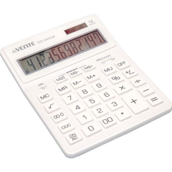 Калькулятор 12 разр., "deVENTE" DD-4442W, 155x204x33 мм, 2-е питание, 2 память, молочный, автоматиче