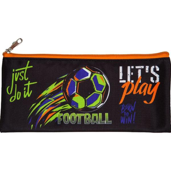 Пенал "Attomex. Football" 21,5x9x1 см, плоский для 35 пр. текстильный, на молнии