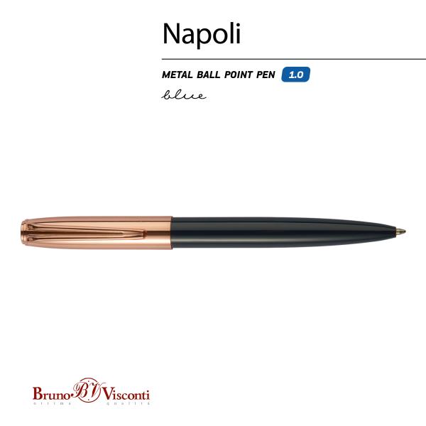 Ручка "NAPOLI" шарик. автомат.1.0 ММ, СИНЯЯ (корпус метал.и розовое золото)