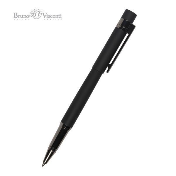 Ручка "VERONA" роллер. в футляре ДЕРЕВЯННОМ лак. 0,7 ММ, СИНЯЯ (корпус черный, футляр черный)