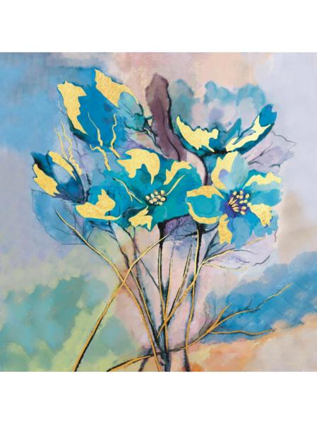 Картина по номерам на подрамнике с зол.поталью 40*40 "Голубые цветы". Холст+кр.30 цв.
