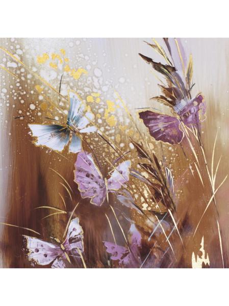 Картина по номерам на подрамнике с зол.поталью 40*40 "Красивые бабочки". Холст+кр.30 цв.