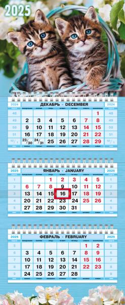 Календарь 2025 3-х блоч. на 3-х гребнях МИНИ-3 "Ушки на макушке" 195х470мм Бумага Офсет цветной блок