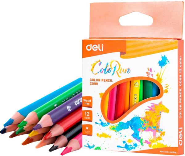 Карандаши 12 цв. Deli ColoRun трехгран. пластик коробка/европод. (12шт)