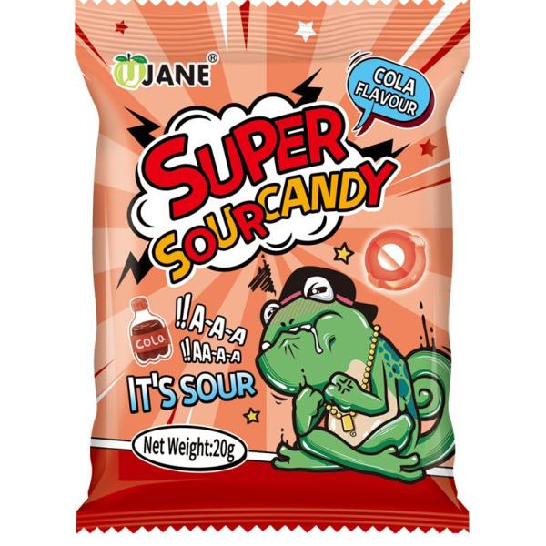 Леденцы кислые Sour Candy 20 г, в пластиковом пакете с подвесом, кола