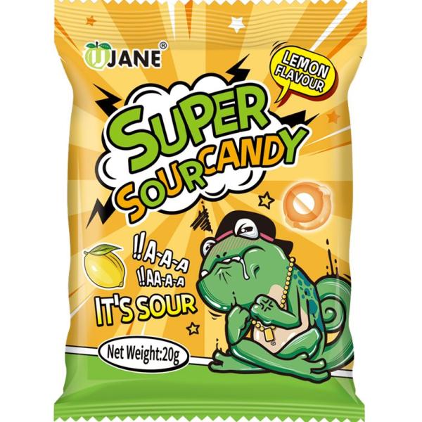 Леденцы кислые Sour Candy 20 г, в пластиковом пакете с подвесом, лимон